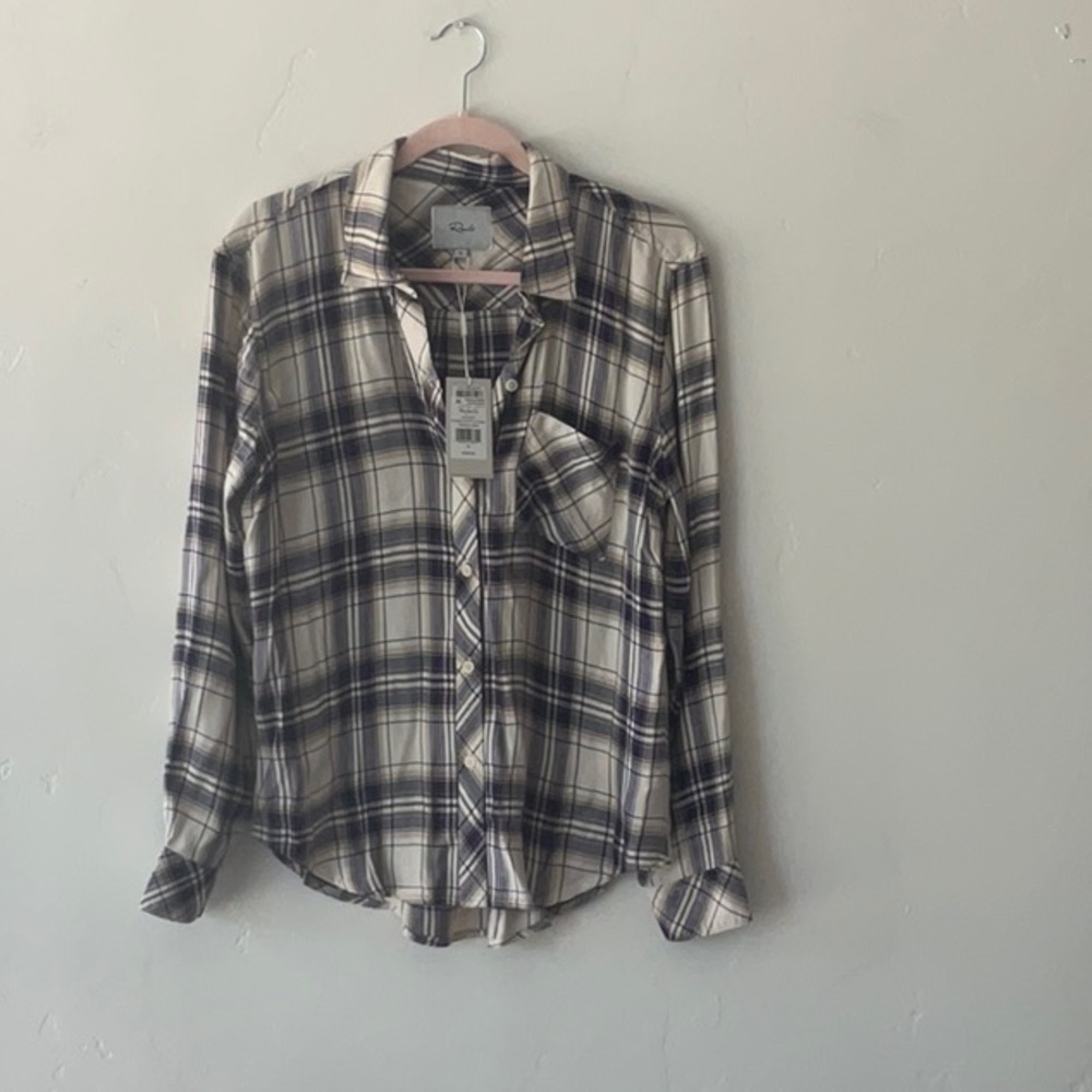 Rails Cream and Black Plaid Shirt